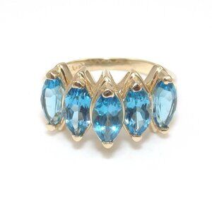 Alwand Vahan 14K Yellow Gold Ring 2.50 ct Blue Topaz Raised Size 7.5